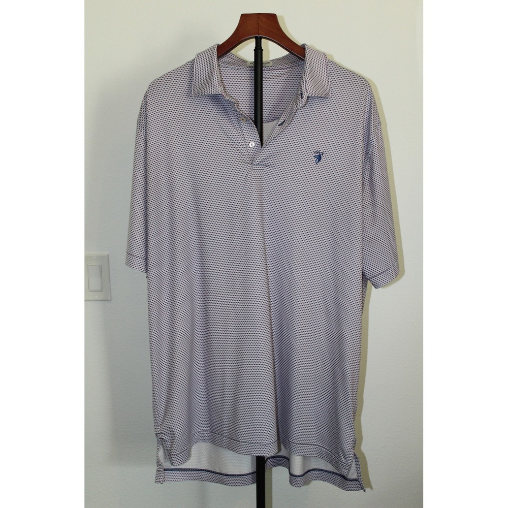Peter Millar Summer Comfort Polo‎ Shirt Mens XL Blue Red Geometric Deerwood CC